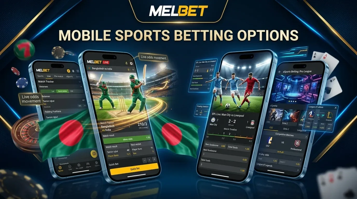 Sports betting options available on Melbet mobile app for players from Bangladesh
